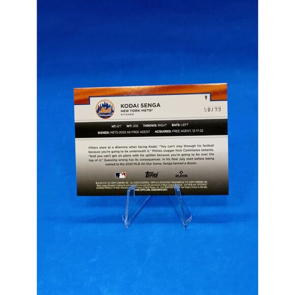 Kodai Senga #9 Topps 2023 NY Mets Rookie Card SP 50/99 - Picture 4 of 5